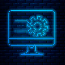 glowing neon line computer monitor with graph vector image