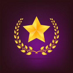 Golden laurel wreath with star vector