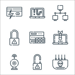 hacker line icons linear set quality vector image