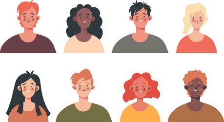 happy people man woman workers head face design vector