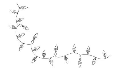 one continuous line drawing of christmas garland vector