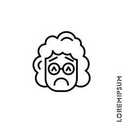 Sad and in a bad mood emoticon girl woman icon vector