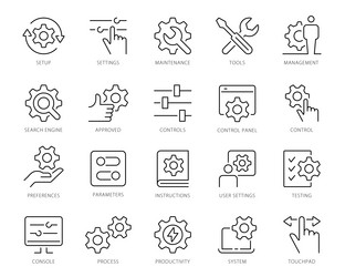 setup and settings icons set collection of simple vector image