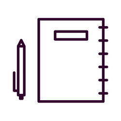 Notebook and pen line icon vector