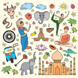 Set india cartoon icons vector