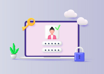 a computer with user account and security vector image