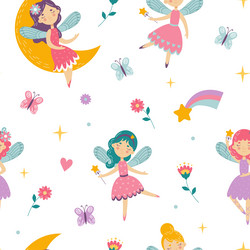 Fairy princess pattern cute girls dancing doll vector