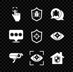 Set fingerprint system bug security camera eye vector