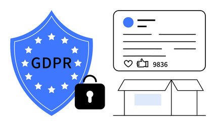 data privacy representation with gdpr shield vector image