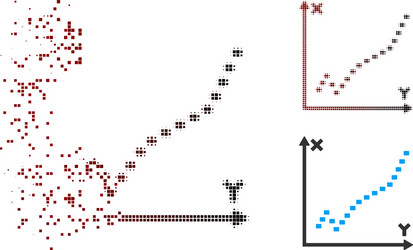 disintegrating pixel halftone dotted function plot vector