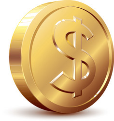 Realistic 3d gold dollar coin isolated Royalty Free Vector