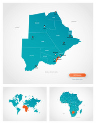 editable template map botswana with marks vector