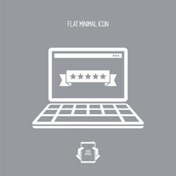 Five stars rating computer - flat minimal icon vector