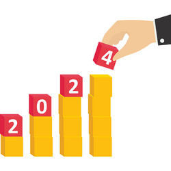 hand putting a cube on up arrows which printed vector image