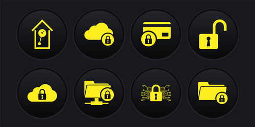set cloud computing lock open padlock ftp folder vector image