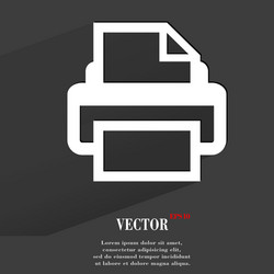 printer flat modern web button with long shadow vector image