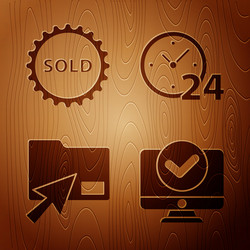 Set computer monitor sold label cursor click vector