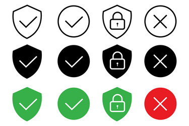 set of security icons with checkmarks and lock vector image