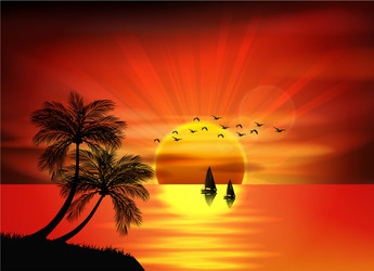 Sunset background on beach Royalty Free Vector Image