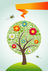 Abstract spring time tree background vector