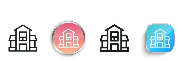 house icon thin linear regular and button style vector image