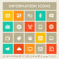 information icon set multicolored square flat vector