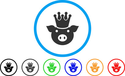 King pig rounded icon with set Royalty Free Vector Image