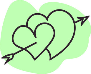 two hearts atttached together with an arrow icon vector