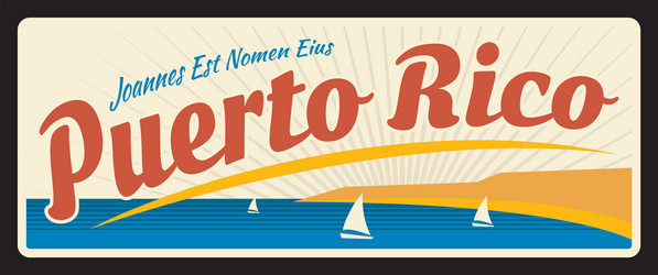 puerto rico united states vintage travel plate vector