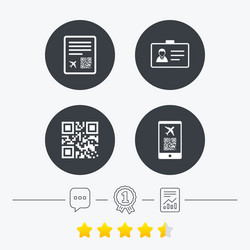qr scan code icon boarding pass flight sign vector image