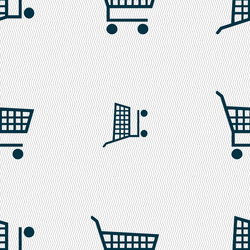 Shopping cart icon sign seamless pattern vector