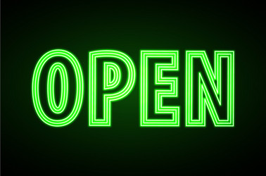 neon sign open vintage electric signboard vector