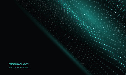 digital abstract technology particle wave in dark vector image
