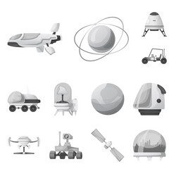 Isolated object of mars and space sign collection vector