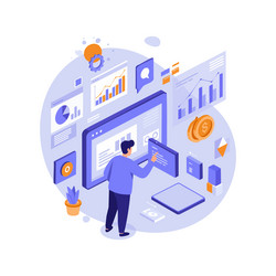 man analyzing financial data on digital dashboard vector image