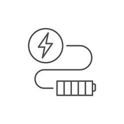 Battery with lightning related linear icon vector