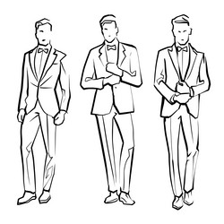 Fashion models line drawing vector