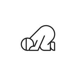 Sujud salat shalat pray muslim line icon on white vector