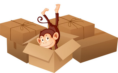 A monkey and boxes Royalty Free Vector Image - VectorStock
