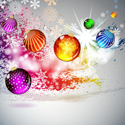 Background with flying christmas balls vector