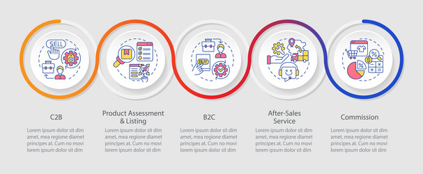 2d multicolor c2c layout with linear icons vector