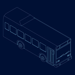 contour bus blue lines on a dark vector