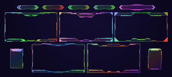 game live stream panels empty overlay frames vector