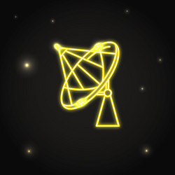 Neon parabolic antenna icon in thin line style vector