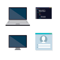 Programming languages set icons vector