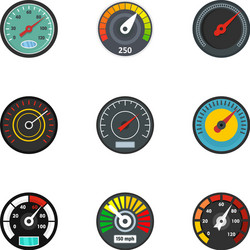 Speedometer icon set flat style vector