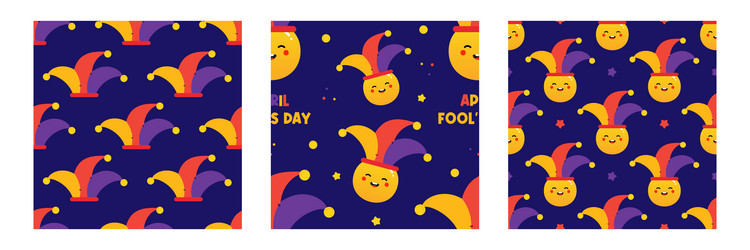 April fools day patterns set vector