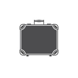 Monochrome retro suitcase with handle personal vector