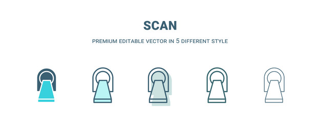 scan icon in 5 different style outline filled two vector image