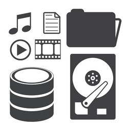 Big data icons set storage and database vector